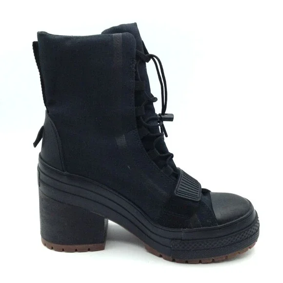 Converse Chuck 70 De Luxe Boots Wn 7.5 Black Platform Combat High Top Goth Shoes - Picture 6 of 15